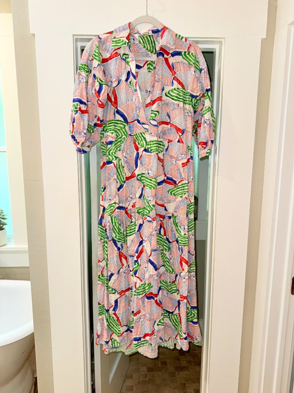 Celandine Colorful Abstract Print Maxi Dress Resort Summer Statement Cotton